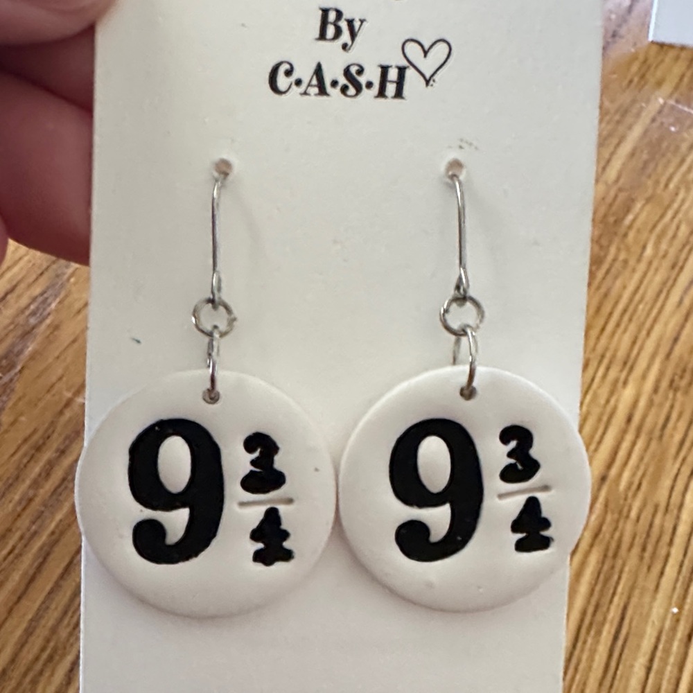 White and Black 9 3/4 Earrings
